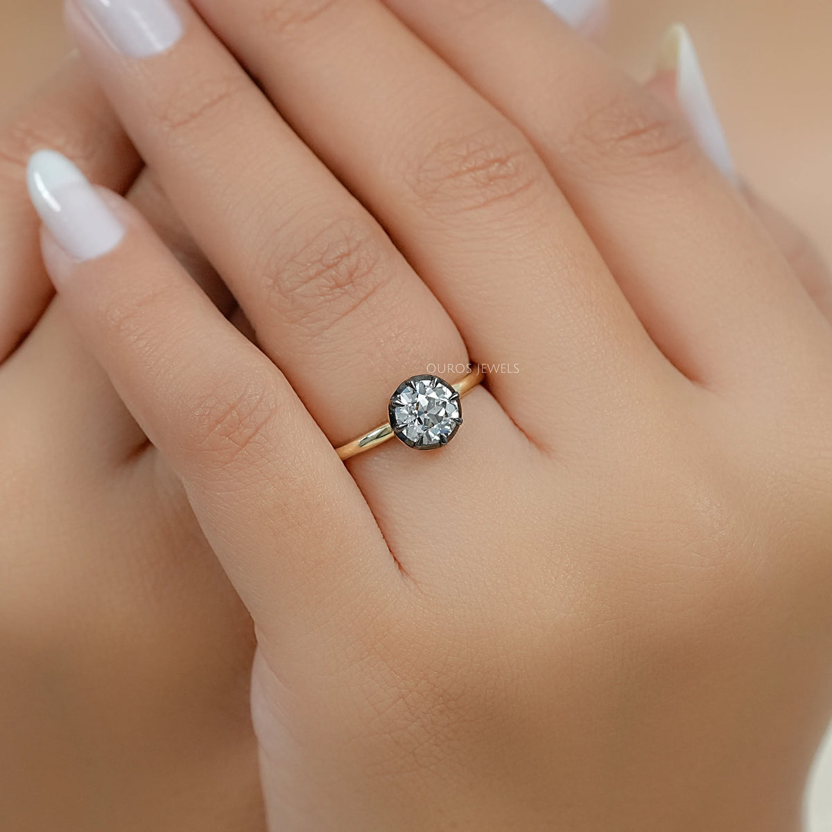 OEC Round Lab Diamond Solitaire Engagement Ring