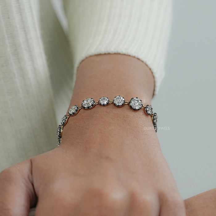 Old European Round Diamond Tennis Bracelet - With Black Coating Bracelet