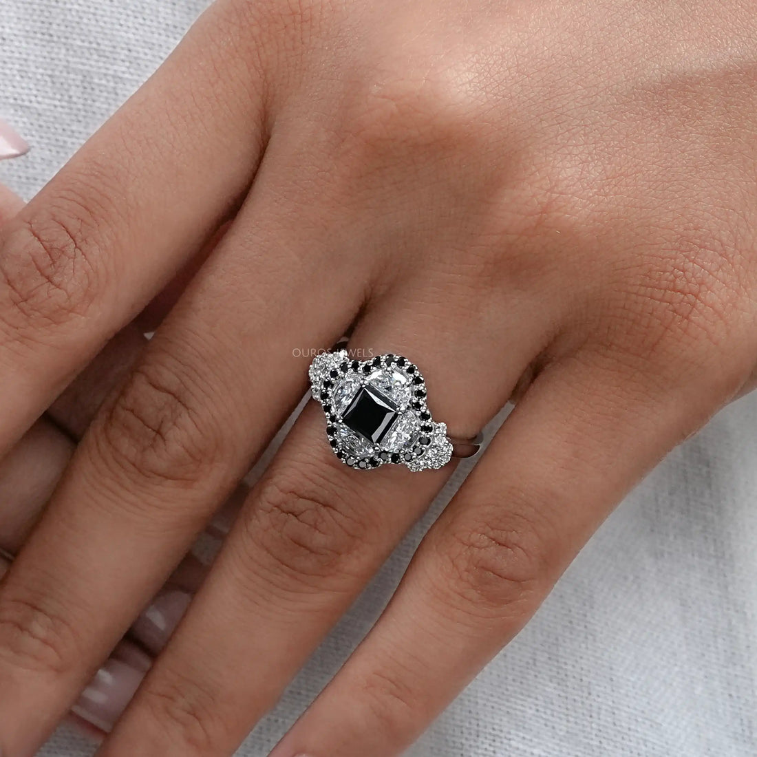 Halo Moon Halo Black Diamond Engagement Ring Rings