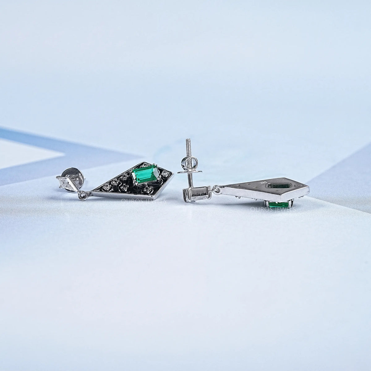 Black Enamel Flush Set Drop Earrings Earring
