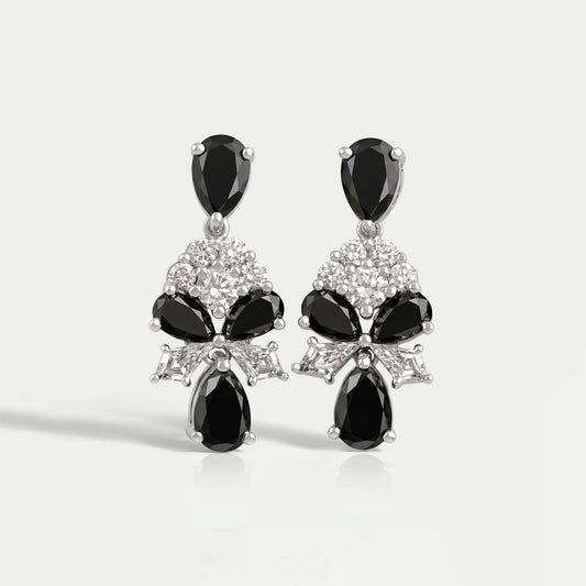 Black Pear Cut Lab Diamond Cluster Drop Dangle Earring Earrings