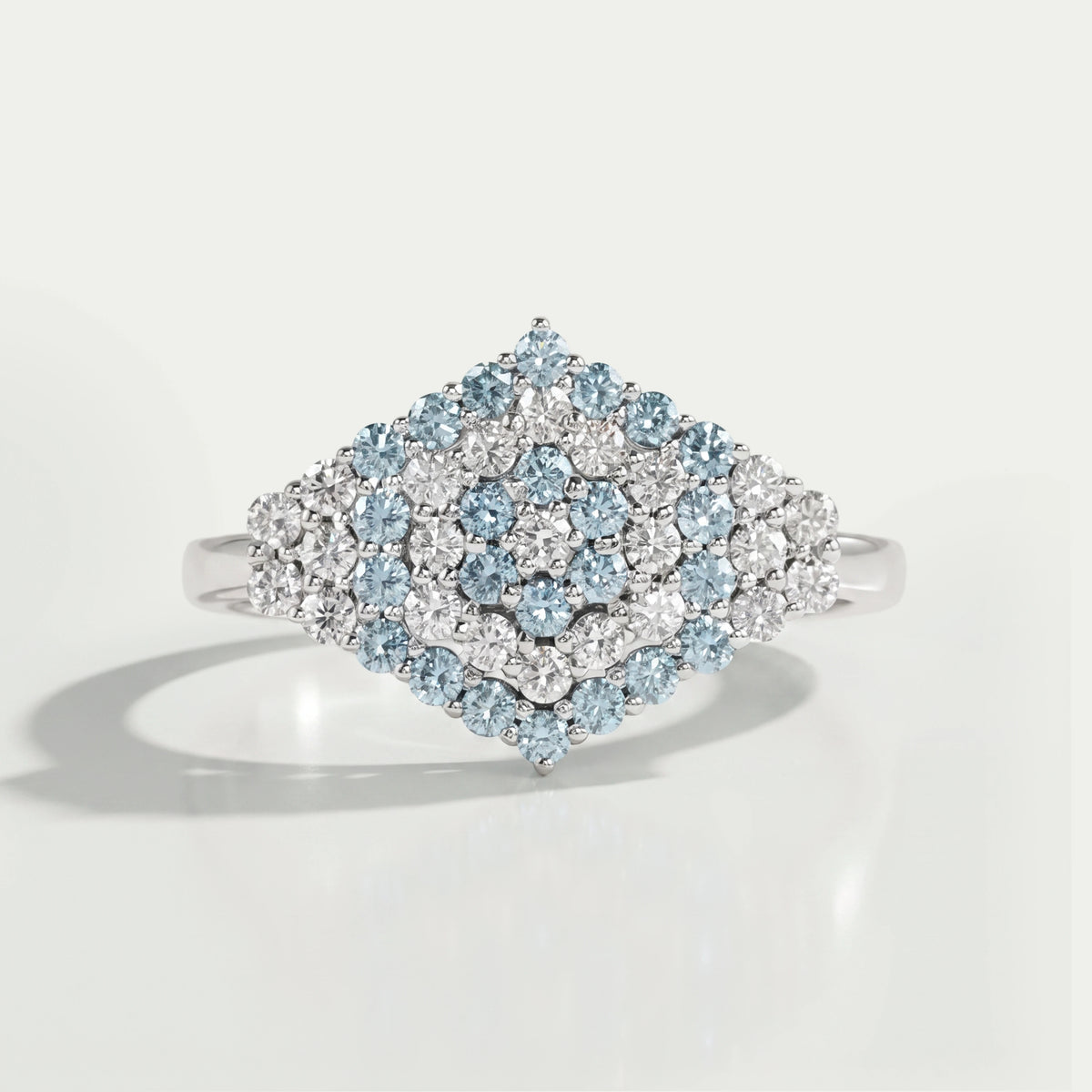 Fancy Blue Round Cut Cluster Lab Diamond Engagement Ring Rings