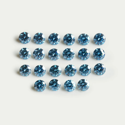Blue Round Cut Lab Grown Diamond Loose