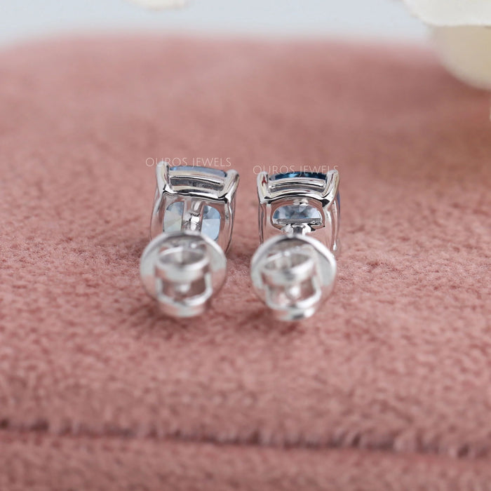 Blue Cushion Cut Lab Diamond Stud Earrings Earring