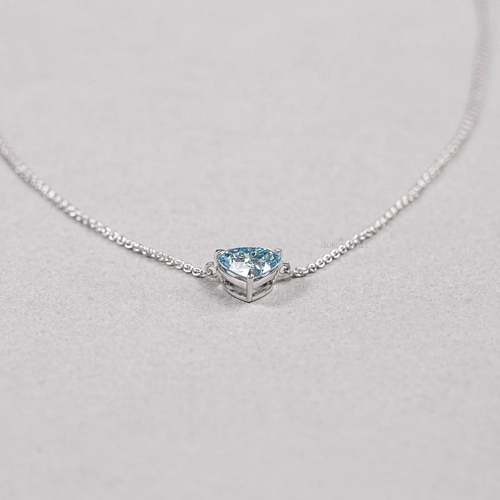 Blue Heart Cut Lab Grown Diamond Solitaire Pendant Necklaces