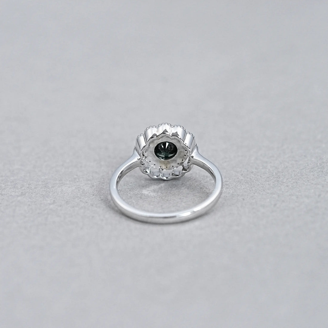 Double Halo Round Shape Black Diamond Engagement Ring Rings