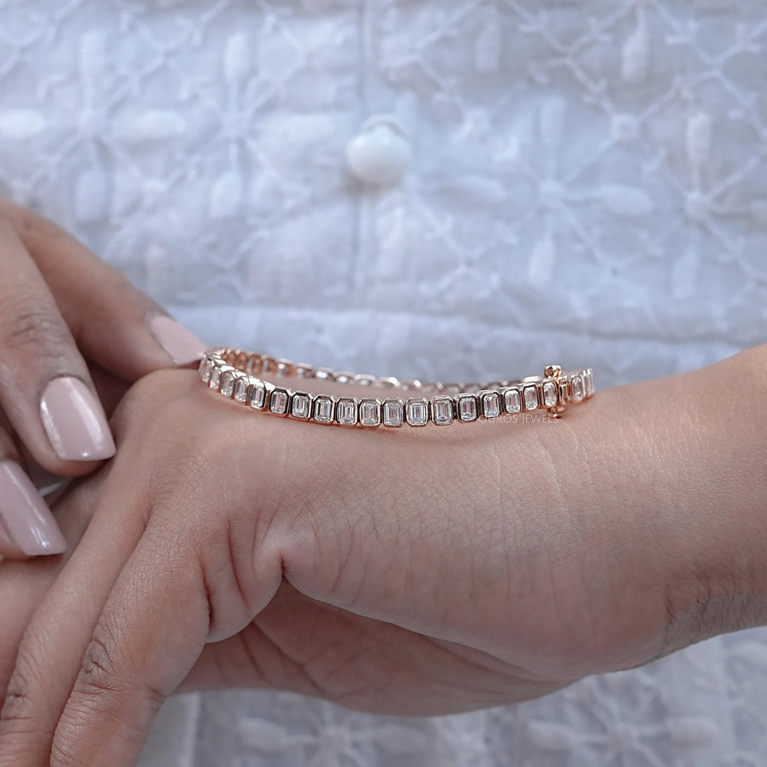 Emerald Cut Bezel Set Tennis Bracelet Bracelet