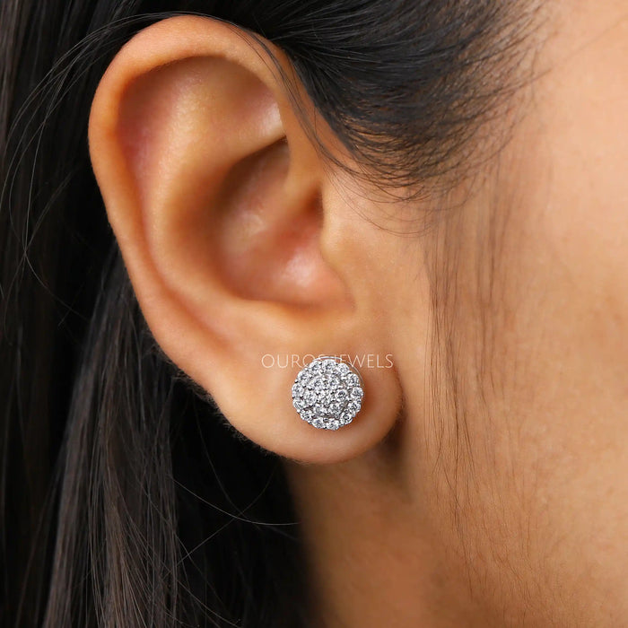 Cluster Round Cut Lab Grown Diamond Stud Earrings Earring