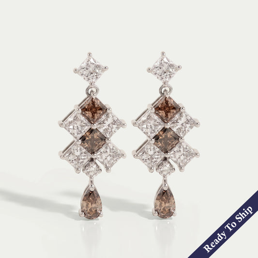 Brown Princess Lab Diamond Drop Earrings Earrings