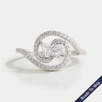 Round Bypass Setting Butterfly Cut Lab Grown Diamond Ring