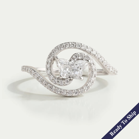 Round Bypass Setting Butterfly Cut Lab Grown Diamond Ring
