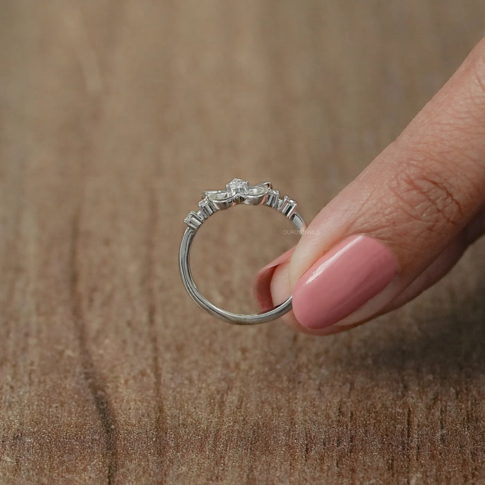 Pear Diamond Butterfly Shaped Dainty Ring Rings