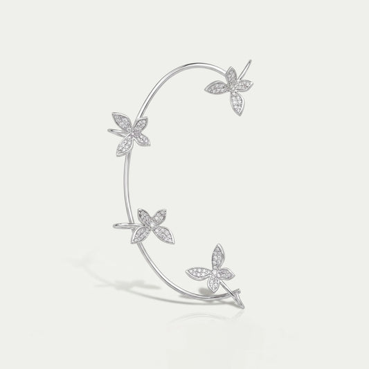 Butterfly Shape Round Cut Diamond Ear Cuff Earrings