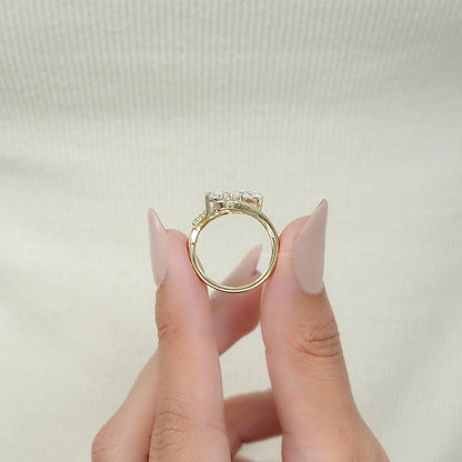 Dual Pear Lab Diamond Bypass Engagement Ring Ring