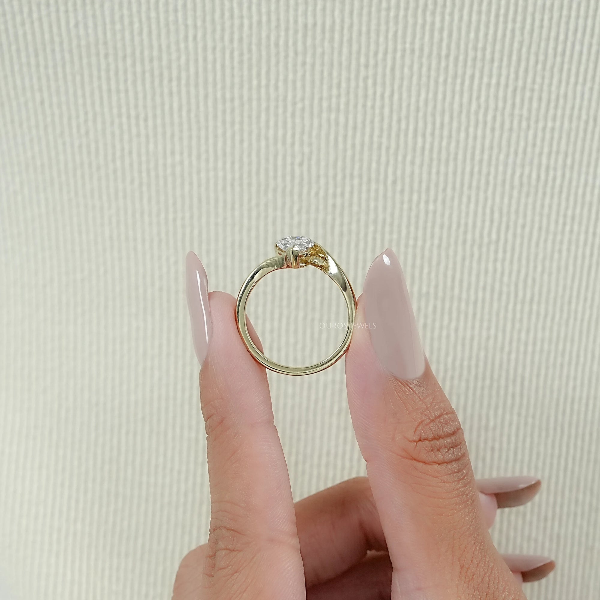 Pear Diamond Half Bezel Set ByPass Ring Rings
