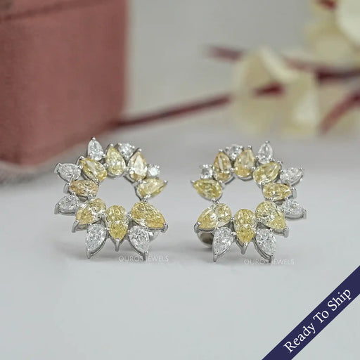 Open Yellow Pear Lab Diamond Hoop Earrings Earrings