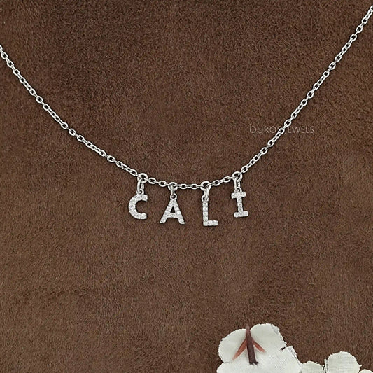 CALI Letter Round Diamond Customize Pendant Necklaces