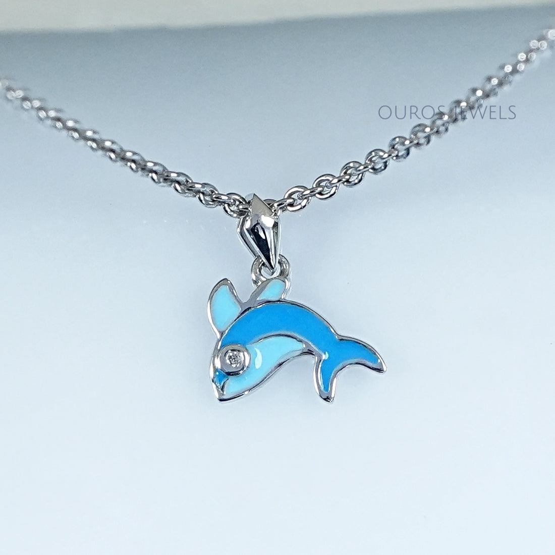 Blue Enamel Dolphin Charm Kids Pendant