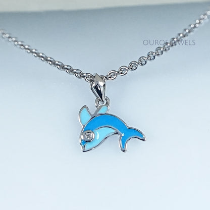 Blue Enamel Dolphin Charm Kids Pendant