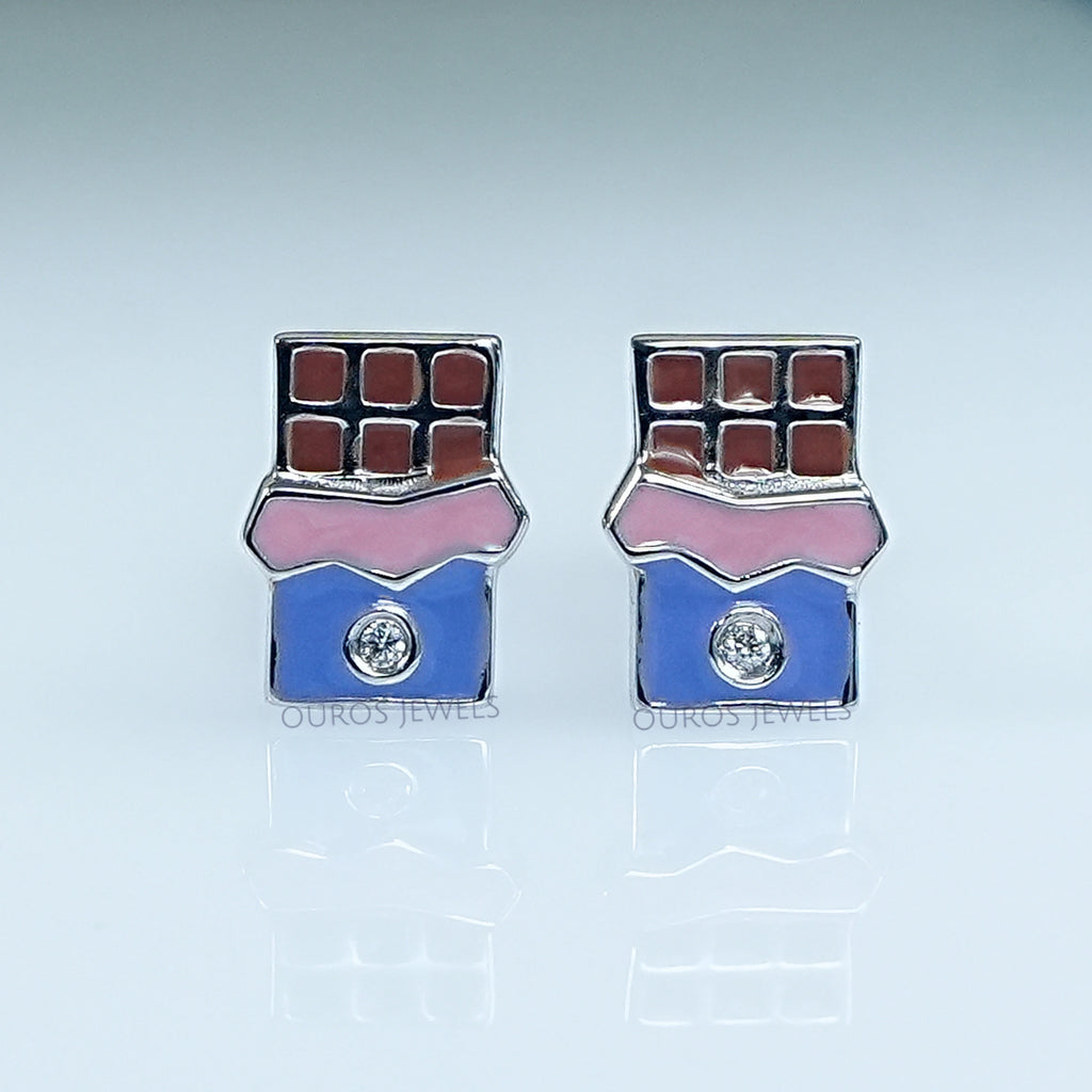 Chocolate Shape Enamel Earrings For Kids