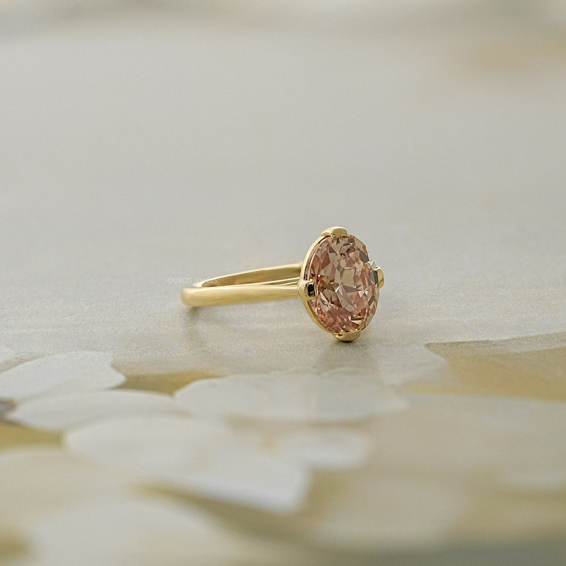 Champagne Old Mine Oval Cut Solitaire Ring Ring