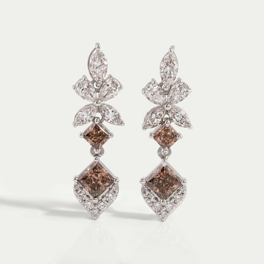 Champagne Princess Cut Drop Earrings Earrings