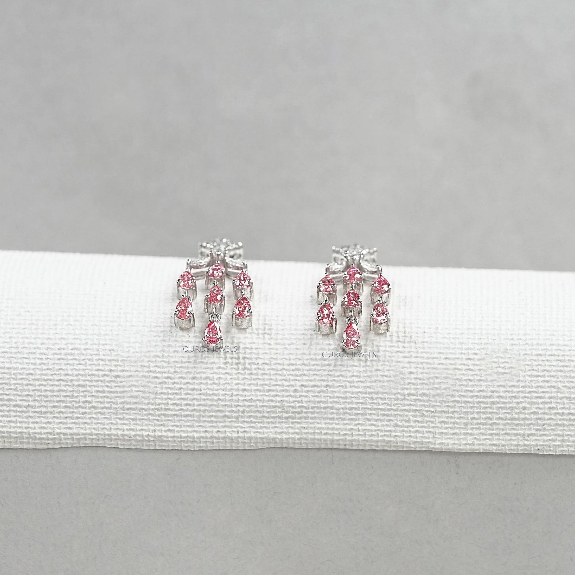 Fancy Pink Pear Chandelier Earrings Earrings