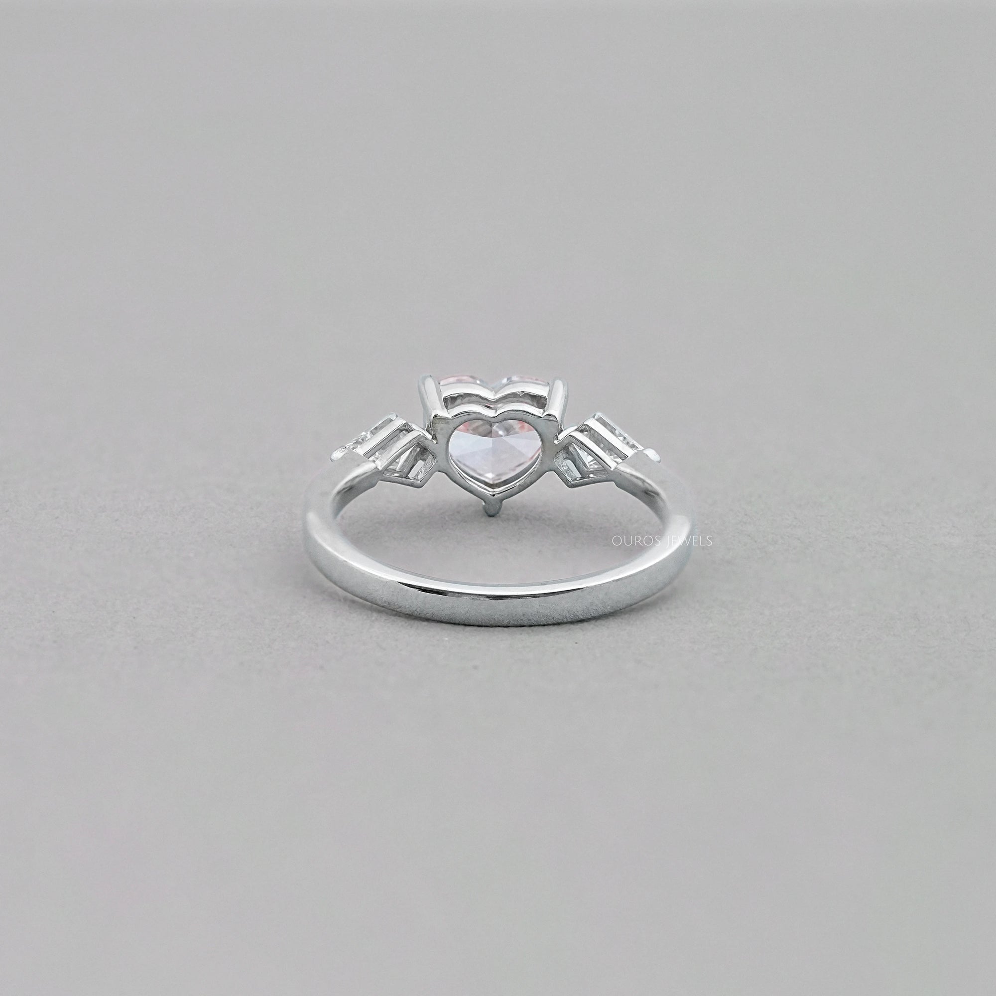 3 Stone Pink Heart Cut Diamond Engagement Ring Ring