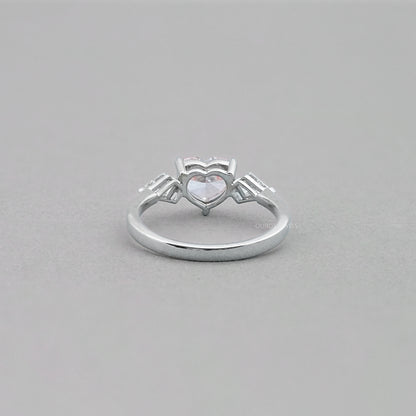 3 Stone Pink Heart Cut Diamond Engagement Ring Ring