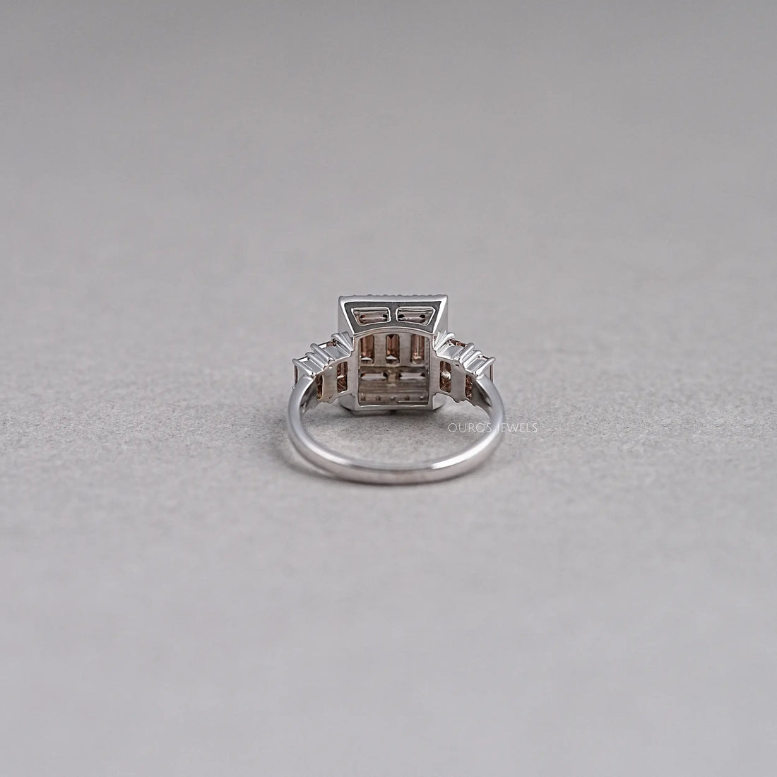 Baguette Cluster Halo Diamond Ring Rings