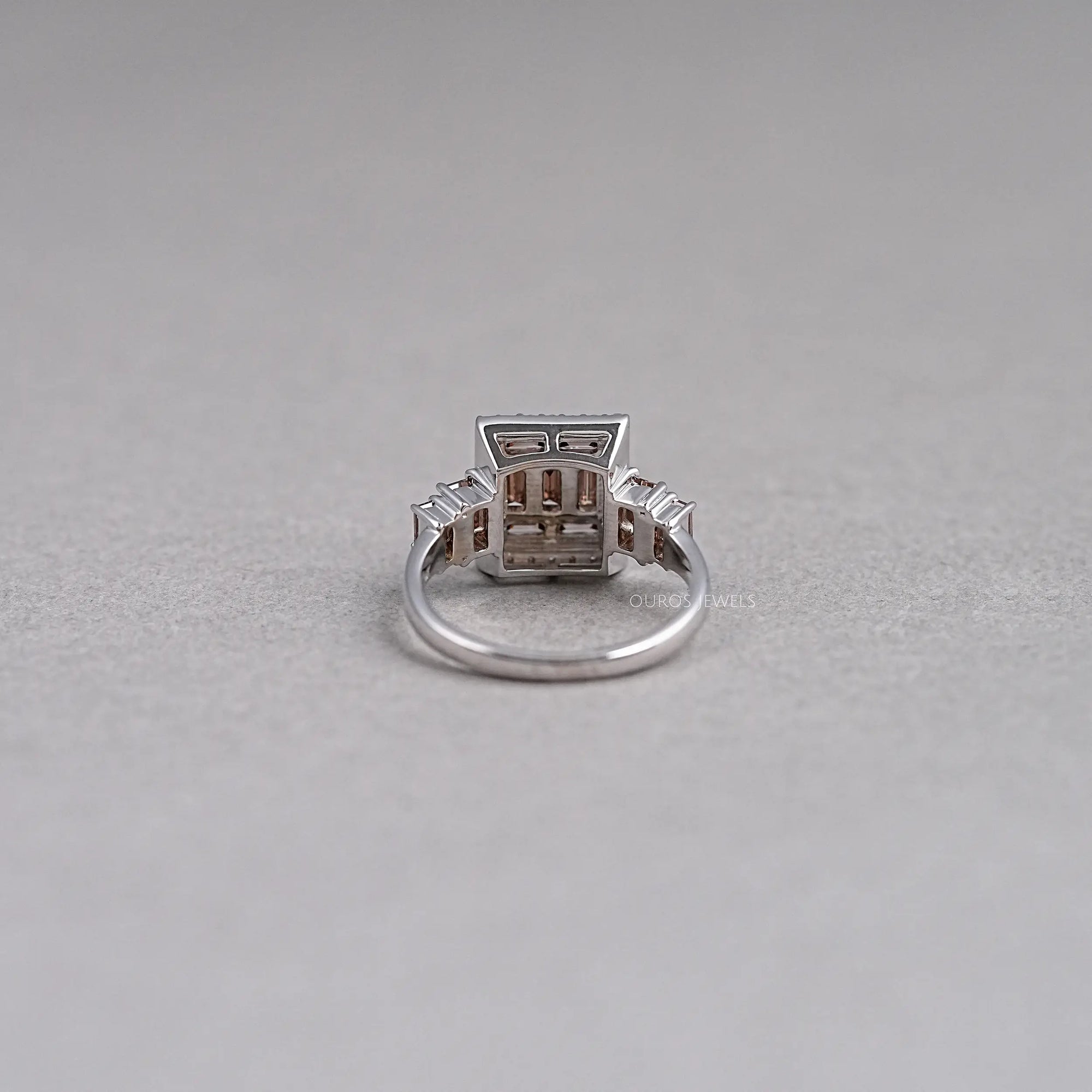 Baguette Cluster Halo Diamond Ring Rings