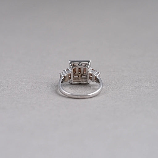 Baguette Cluster Halo Diamond Ring Rings