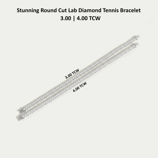 Round Cut Lab Grown Diamond Tennis Bracelet - 3.00 | 4.00 TCW Bracelet