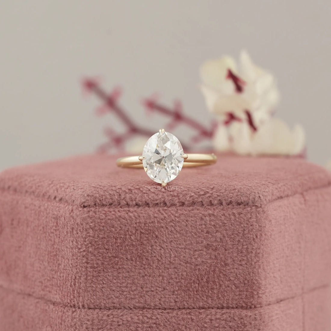 Solitaire Old Mine Oval Diamond Ring Rings