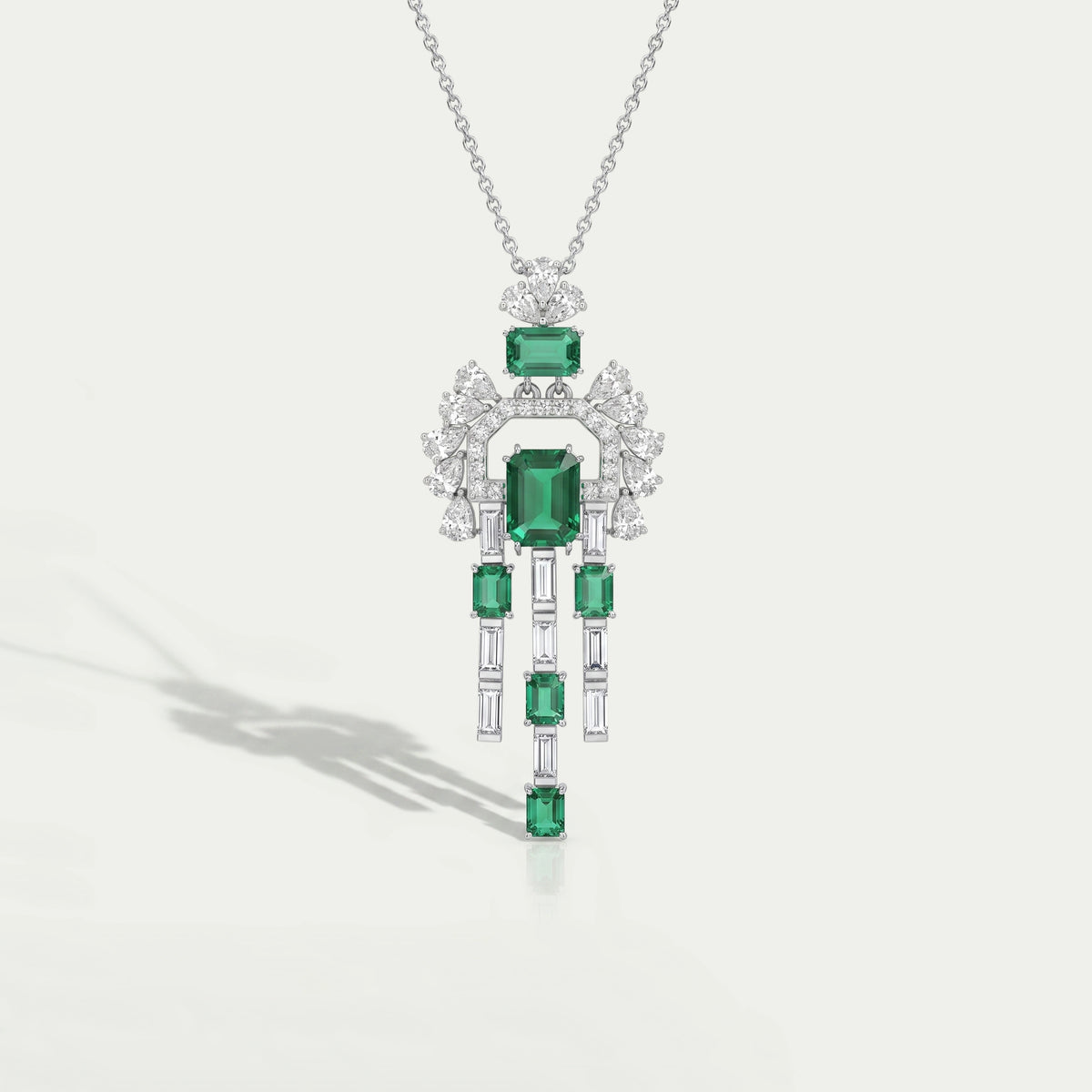 Cluster Diamond And Gemstone Pendant Necklaces