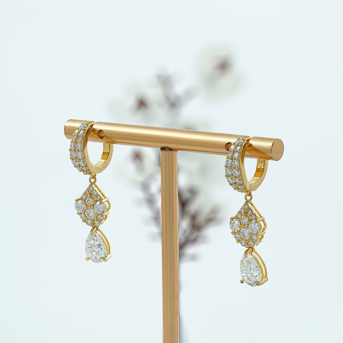 Trio Rosenschliff Runde Diamant-Halo-Ohrstecker