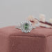 Green Oval Cut Half Moon Halo Engagement Ring Rings