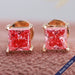 Pink Princess Cut Solitaire Stud Earrings