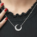 Round Cut Lab Diamond Crescent Moon Pendant Necklaces