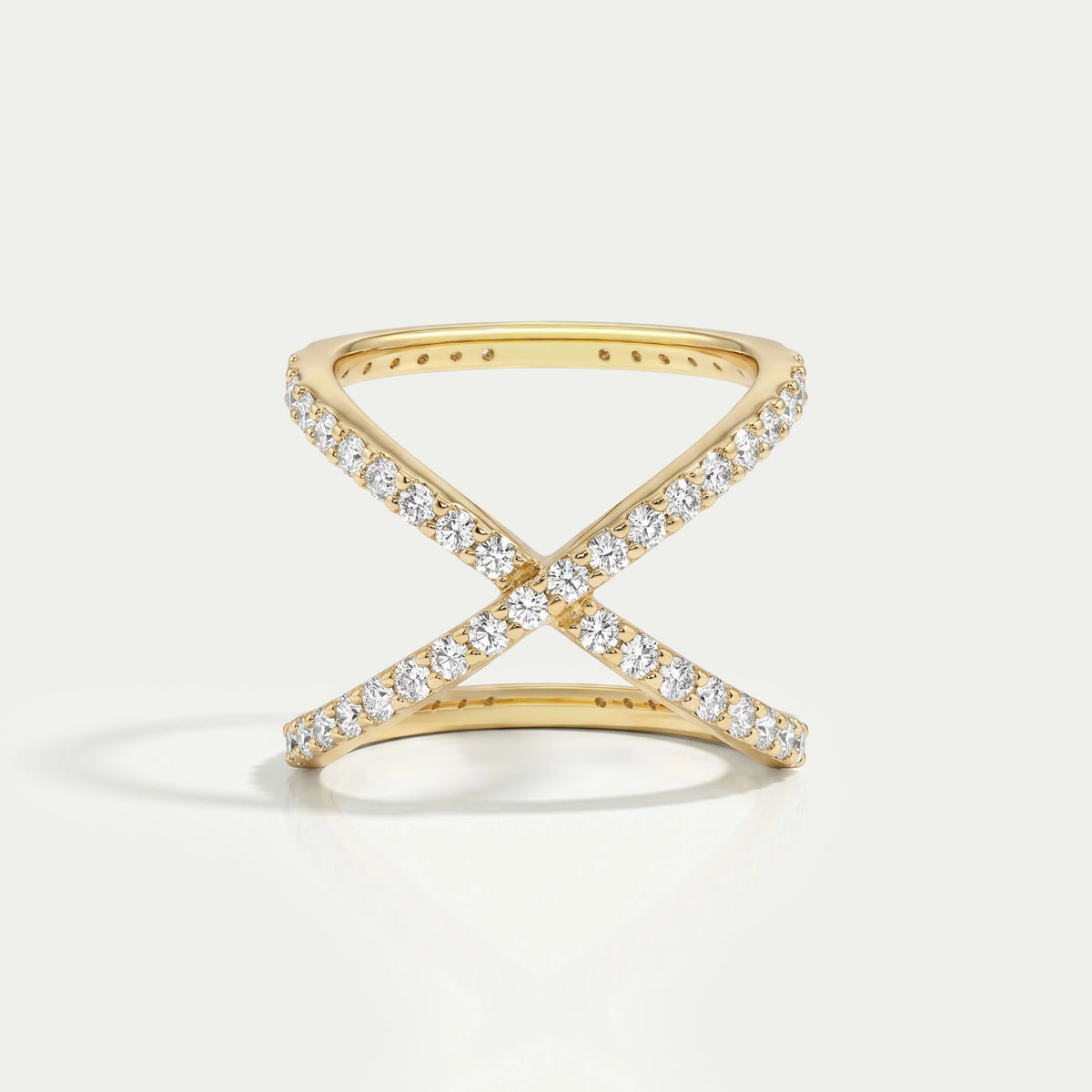 Criss Cross Stil Runder Schnitt Diamantring