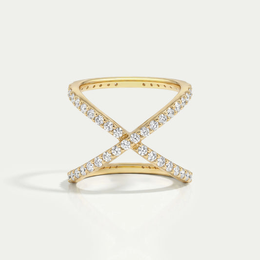 Criss Cross Stil Runder Schnitt Diamantring