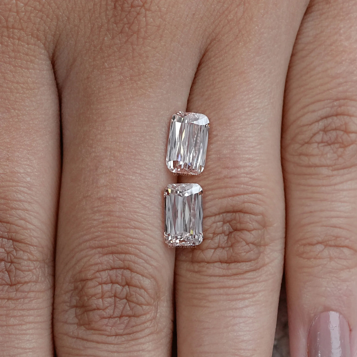 Light Pink Criss Cut Diamond Matching Pair