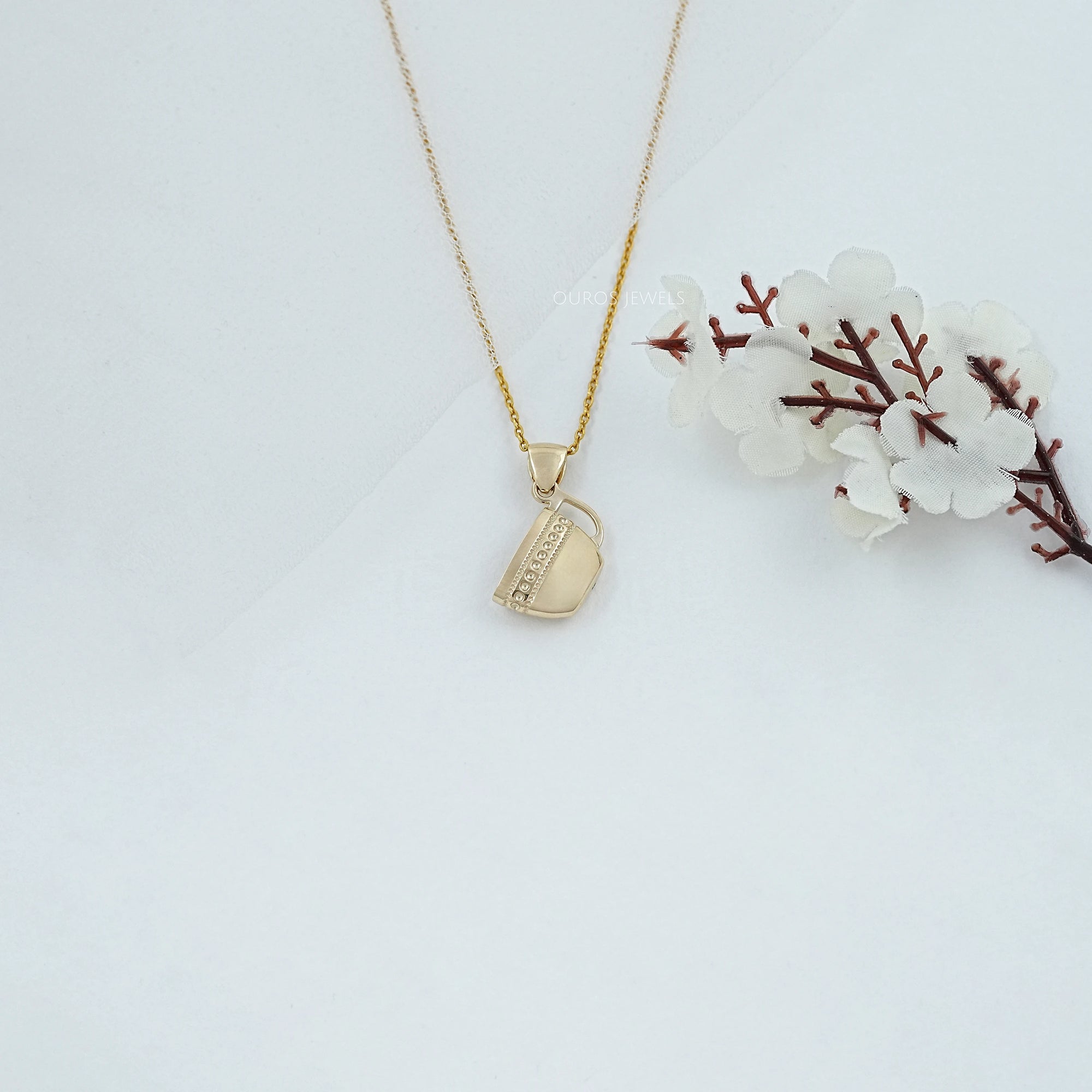 Yellow Gold Tea Cup Charm Pendant