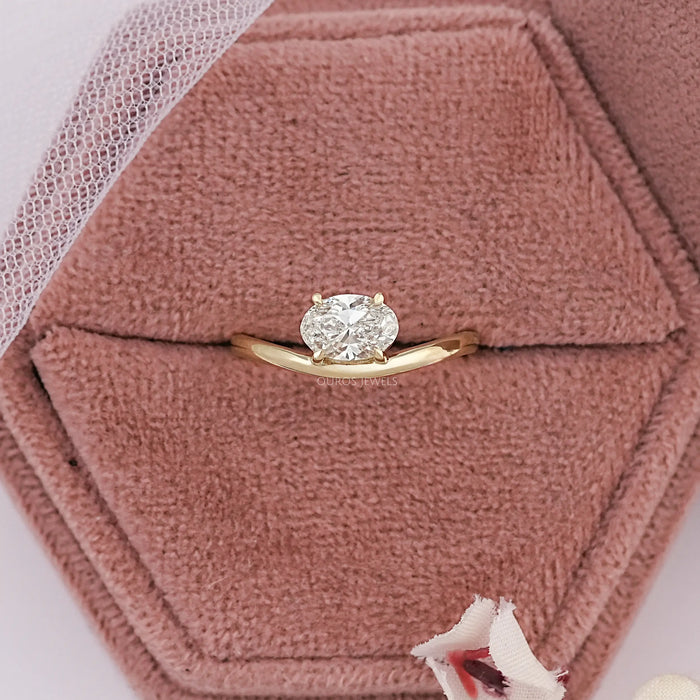 Oval Cut Solitaire Curved Engagement Ring
