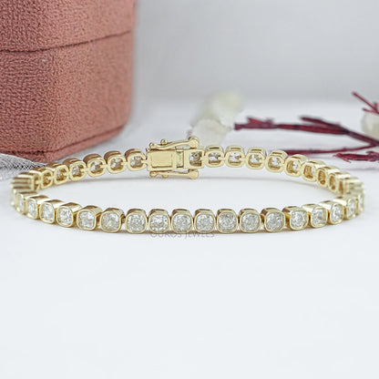 Cushion Lab Grown Diamond Tennis Bracelet Bezel Set Bracelet