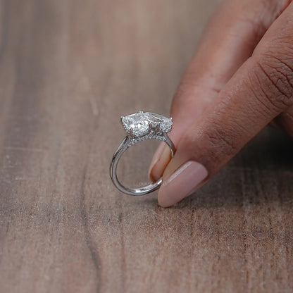 Pear And Cushion Cut Hidden Halo Toi Moi Ring Rings