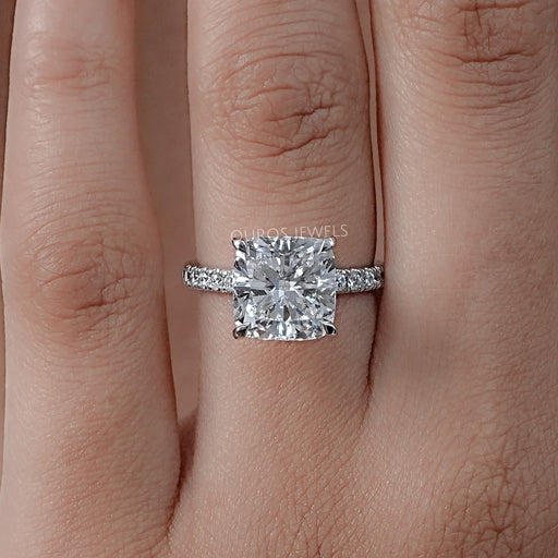 Cushion Lab Diamond Hidden Halo Engagement Ring Rings