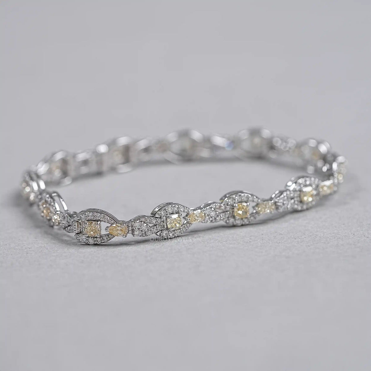 Yellow Cushion Cut Halo Link Bracelet Bracelet