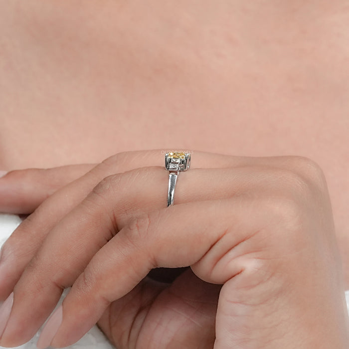 Canary Cushion Cut Lab Diamond Engagement Ring Ring