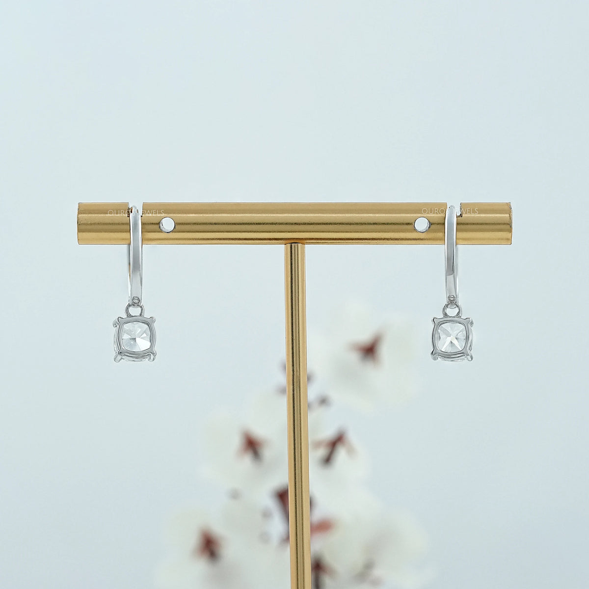 Cushion Lab Diamond Dangle Hoop Earrings